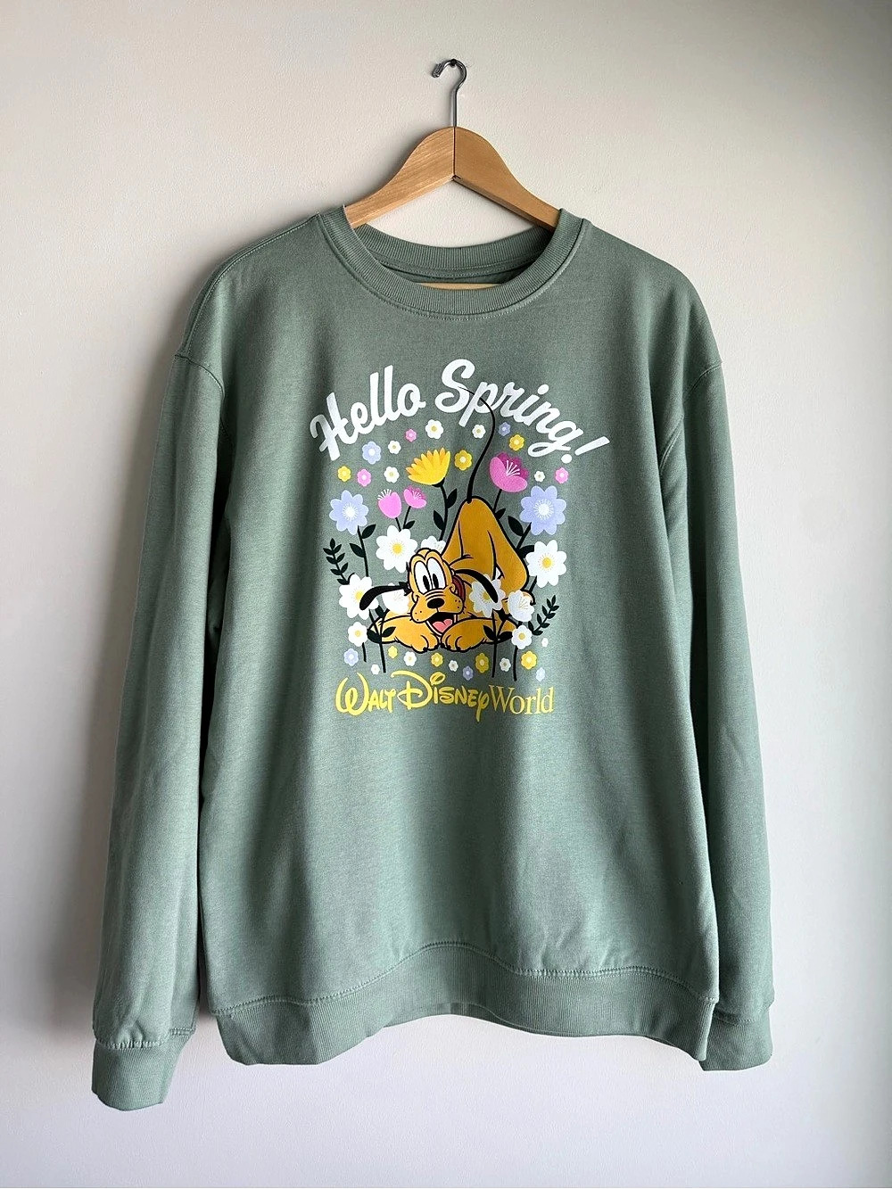 Disney Pluto Hello Spring Walt Disney World Sweatshirt M NWT